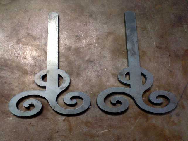 Image of a pair of decorative brackets plasma cut